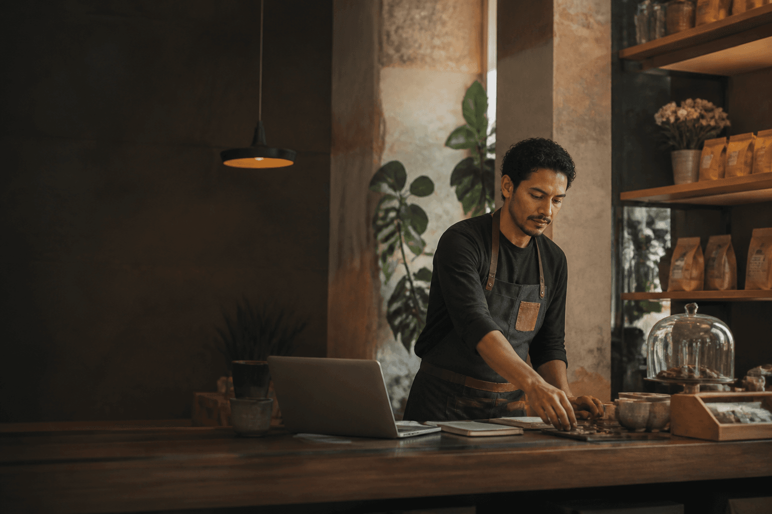 Emprendedor trabajando en su negocio